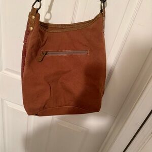 Myra Bag Rust and Brown Canvas Shoulder Tote